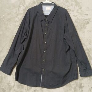 Men Button Up Shirt Size 3XL Black Long Sleeve Casual Craft + Flow Plus